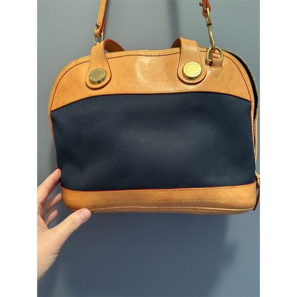 Dooney & Bourke Navy Canvas Leather Satchel Bag Medium OS - Picture 6 of 11